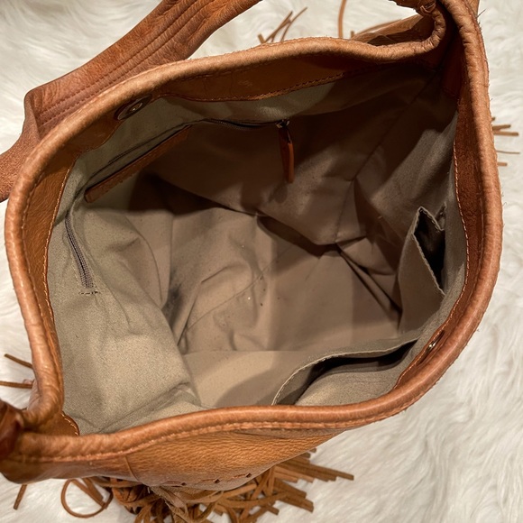 Margot Genuine Leather Fringe Hobo Purse - Picture 7 of 9